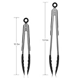 Benewell Food Tongs Set of 2, Tongs for Cooking with Silicone Tips