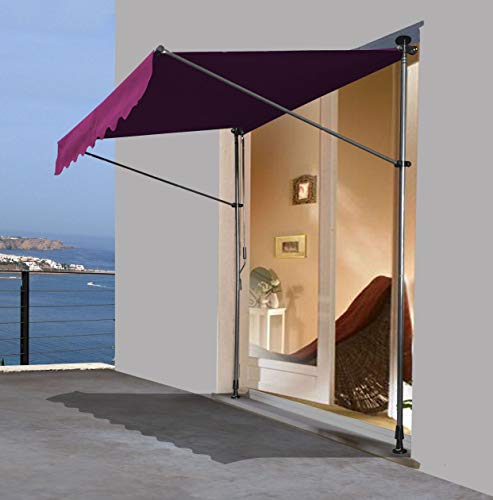 QUICK STAR Klemmmarkise 300 x130cm Bordeaux Balkonmarkise Sonnenschutz Terrassenüberdachung Höhenverstellbar von 200-290cm Markise Balkon ohne Bohren – Bild 8