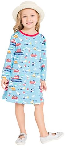 Zebra Fish Girls Cotton Cute Long sleeve Casual Dresses Good print and stripe pockets size 3-4