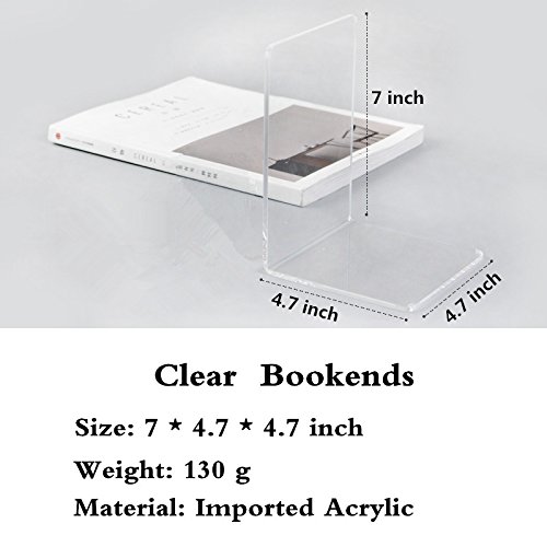QICI 2 Pack Clear Plastic Bookends Acrylic bookends (Clear Design)