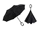 Inverted Umbrella Double Layer Windproof UV Protection Sun&Rain Car Reverse folding Umbrellas Cute Travel Umbrella Manually Rain Windproof Anti-UV Star Flower Umbrella for Easy Carrying Pure-Black