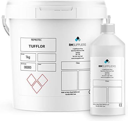 RM Suppliers Tufflor Epoxy Concrete Floor Paint Economical Durable Waterproof Resin Finish Suitable for Garages or Industrial Floors Easy to Apply & Quick Drying (1KG, Silver Grey - RAL 7001)