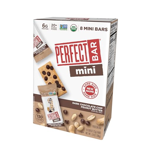 Perfect Bar Mini Dark Chocolate Chip Peanut Butter Protein Bar, Organic, 8 count, 0.88 oz