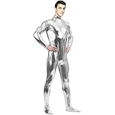 Gaoin Men's and Women's Metallic Bodysuit Tight-fitting Shiny Unitard Stretchy Halloween Costume