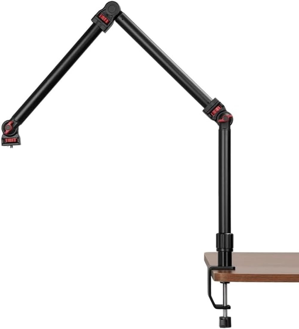 REFLEX CAMERA 37" Articulating Magic Arm Overhead Camera Mount, 3.3kg Load Capacity, Boom Arm with 1/4", 3/8", 5/8" Screws, 2-60mm Clamp Range Ideal for DSLR, Photography, Videography & Streaming