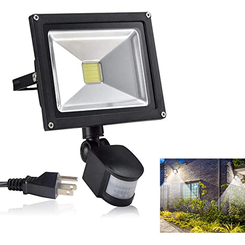 DLLT 30W LED Plug in Motion Sensor Lights Outdoor, 2400LM Flood Light