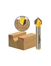 yonico 14990q 90 grados V Groove plantilla Router Bit con 3 8-Inch x 3 16-inch 1 4-inch Vástago