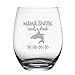 Baby Mama Shark Etched Wine Glass - Stemless Novelty Wine Glass for Women with Sayings - Funny Shark Gifts & Cup Accessories for Mom Mother Friends