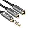POSUGEAR Hoofdtelefoon-adaptersplitter, 3,5 mm stekker op dubbele 3,5 mm jack (headset en microfoon) Y splitter kabel…