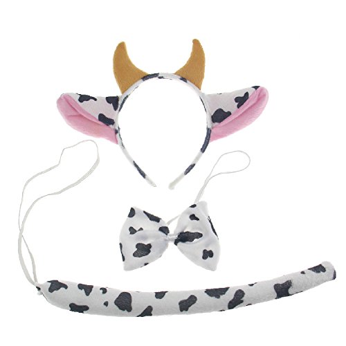 3PCS Child Adult Animal Fox Cow Ears Headband Tail Set Birthday Party Post Halloween Costume - Image 4