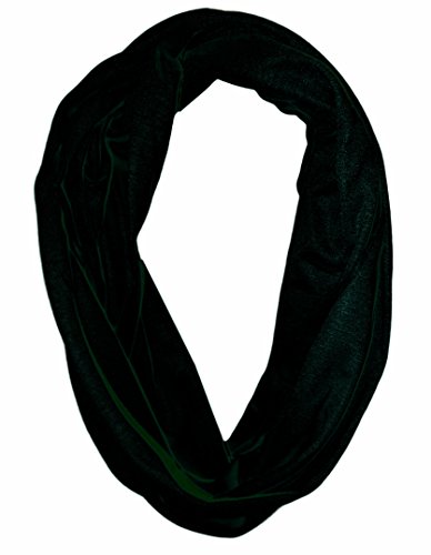 Solid Infinity Polyester Scarf with Hidden Zipper Pocket (Black)