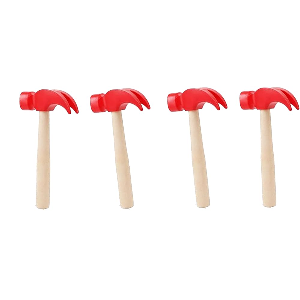 Vokowin 4Pcs Mini Wooden Hammers Red Natural Wood Hammer Breakable Heart Hammer Small Wooden Mallet Small Hammers for Chocolate Breakable Mold Craft Maintenance Hammer Tools (K406-4)
