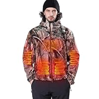DEWBU Heated Jacket for Men with 12V Battery Pack Winter Outdoor Soft Shell Electric Heating Coat