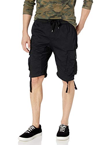 Southpole Big and Tall Men's Jogger Shorts with Cargo Pockets in Solid and Camo Colors, Black(New), 5XB