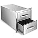 VEVOR Outdoor Kitchen Drawers 14W x 14.3H x 23D Inch, Flush Mount Double BBQ Drawers Stainless Steel with Handle, BBQ Island Drawers for Outdoor Kitchens or Grill Station