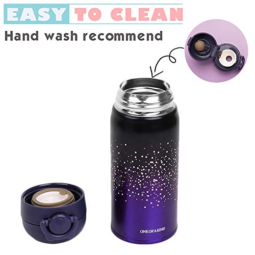 EsOfficce Water Bottle Thermoses,Stainless Steel Vacuum Insulated Keep Hot Cold Thermal Flask,Leak Proof BPA Free Thermal Cups for Kids Adult Office School Indoor Outdoor,12oz,Starry Gradient Purple - Thumbnail 3
