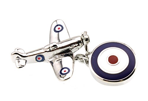 Sunnylink Men's Cufflinks Airplane Silver Blue Cuff Links