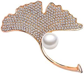 Welwel Ginkgo Leaf Brooch Pin Jewelry With Swarovski Elements Easy To Go With Coat Suit Scarf Or Hat
