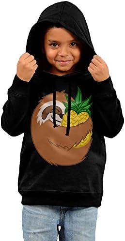 Yanhong Pineapple Sloth Boys And Girls Custom Long Sleeve Hoodies 2 Toddler Black