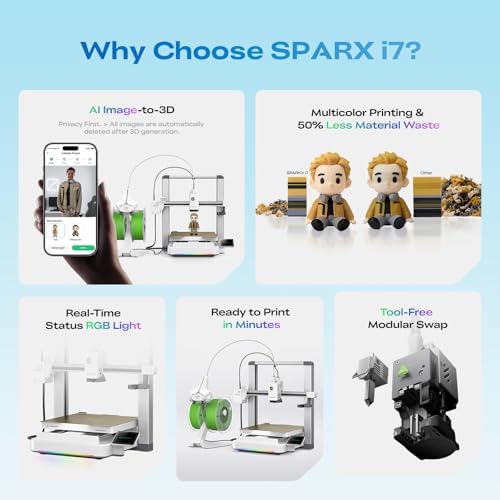 Creality SPARKX i7 Autofill Combo 3D-Drucker, KI Foto-zu-3D Modellierung, Mehrfarbiger Druck bereit, Automatische Nivellierung, Desktop FDM 3D-Drucker für Einsteiger