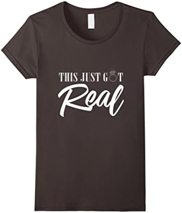 Women's Just Engaged Shirts - This Just Got Real Shirt Small Asphalt