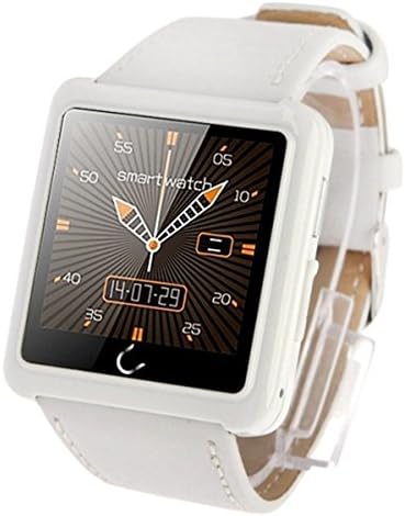 Aipker Smartwatch with Bluetooth Sync Phone Call SMS E-compass Pedometer Anti-lost Sleep Monitor Compatible IOS Apple Iphone Android Smart phones (White)