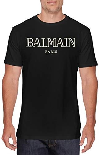 Mens Classic Balmain Paris Golden Tshirts Black