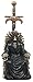 Ebros Legend of The Swords Night King Grim Reaper Seated On Ossuary Skulls Throne Letter Opener Statue with Blade of Ragnarok Sword 8.25