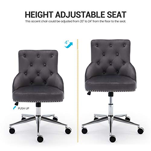 Irene House Modern MidBack Tufted Velvet Fabric Computer Desk Chair