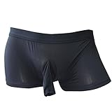 TIAOBU US Mens Boxer Brief Stretch Thong Underwear with Open Penis Sheath Black