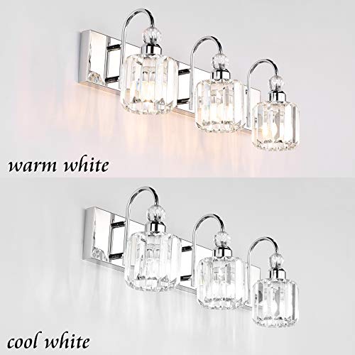 Ralbay Modern LED Crystal Bathroom Vanity Lights 3Lights Stainless