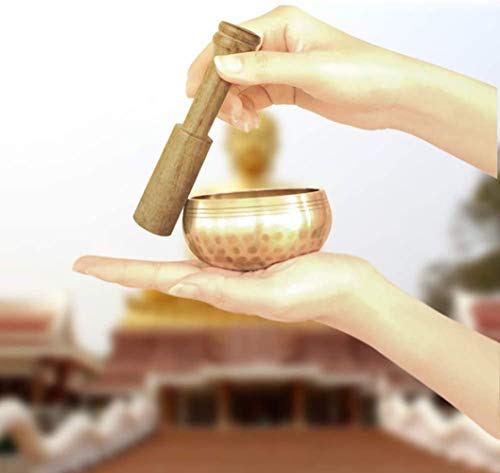 AITREASURE Tibetan Singing Bowls Set Tibetan Meditation Bowl for Yoga, Meditation Hand Percussion Instruments Singing Bell with Mallet & Cushion for Collection 3.15 Inch