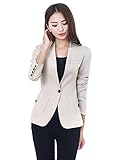Aro Lora Women's Long Sleeve Solid Slim Casual Suit Jacket Blazer Coat US 8-10 Beige
