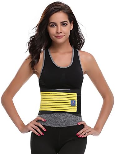 Sport Waist Trainer Cincher Tummy Control Body Shaper Exercise Weight Loss Slimming Girdle (Small, Yellow-8 Steel Bones)