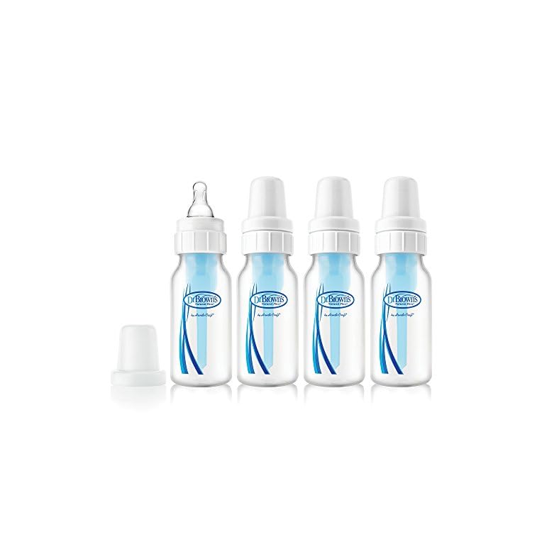 Dr. Brown’s Natural Flow® Anti-Colic Baby Bottle with Level 1 Slow Flow Nipples, 4oz, 4 Pack