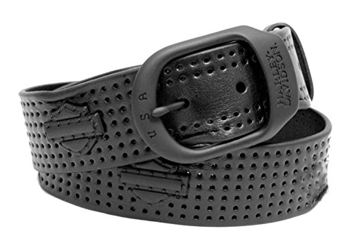Harley-Davidson Mens Refuel B&S Perforated Black Label Belt by LODIS Black Leather - 38