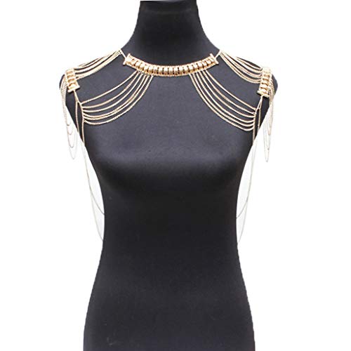 MineSign Body Chain Jewelry for Women Shoulder Chain Tassels Harness Necklace Gold