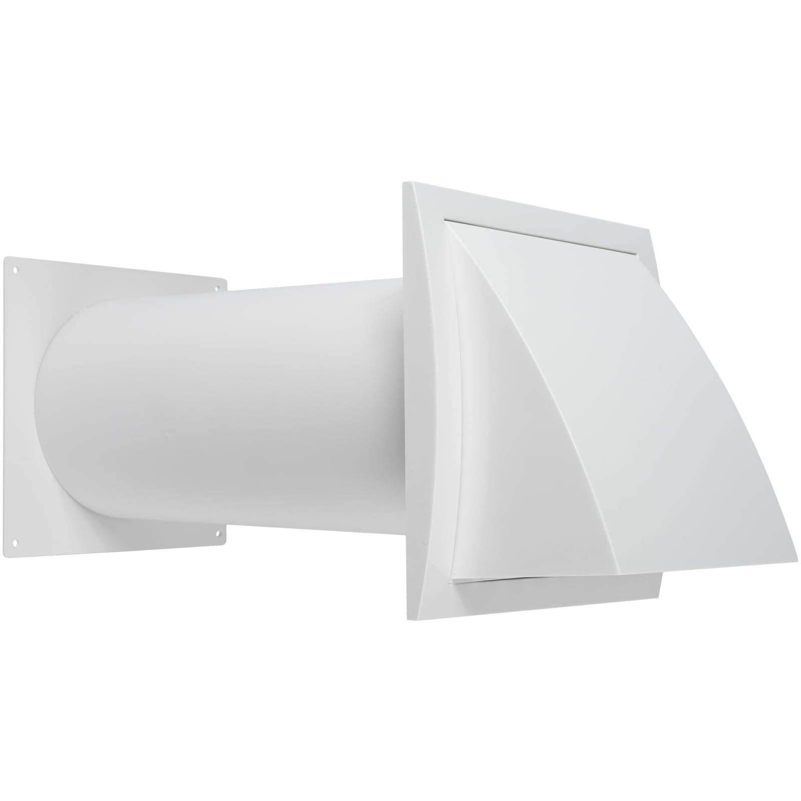 Photo 1 of Repa Market 4 Inch Plastic Through Wall Ventilation kit - Dryer Vent Hood with Adjustable Pipe and Duct Connector - White - Dryer exhaust vent with Built in Gravity Damper