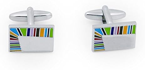 Xiuxian Jewelry Rainbow Striped Rectangle Cufflinks Fashion Colorful French Cuff Links for Men's Shirt