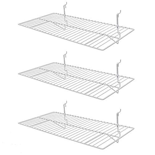 Only Hangers White Wire Slatwall / Gridwall Shelves 24" L x 12" D Pack