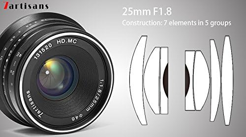 7artisans 25mm F1.8 APS-C Manual Fixed Lens for Fuji Cameras X-A1 X-A10 X-A2,X-A3 X-AT X-M1 XM2 X-T1 X-T10 X-T2 X-T20 X-Pro1 X-Pro2 X-E1 X-E2 X-E2s (Black) - Image 3