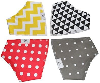 Baby Bandana Drool Bibs by Babi Bambino 4-Pack Vibrant Prints on Absorbent Organic Cotton with Adjustable Double Snaps Ideal Shower Gift for Boys and Girls