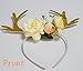 WINZIK Women Girls Headwear Pretty Deer Antler with Flowers Style Hair Hoop Headband for Christmas New Year Party Gifts (Kahki)