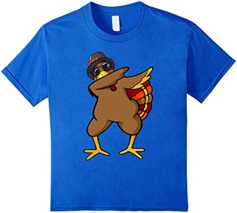 Kids Funny Dabbing Turkey Thanksgiving T Shirt Outfit Clothes 10 Royal Blue