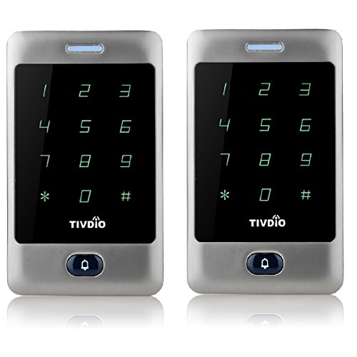 TIVDIO T-AC800 Access Control System Door Keypad Locks Touch Keypad Access Control Keypad Door Lock Outdoor 125KHz Back Light Keypad ID Support 8000 User ( 2 Pack Silver)
