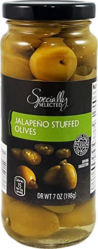 Jalapeno Stuffed Olives (Pack of 4), 7 oz Jar - Specially Selected