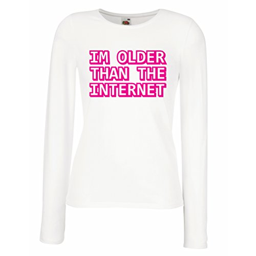 T Shirt Women I am Older Than The Internet Funny Birthday Gift Ideas (XX-Large White Magenta)