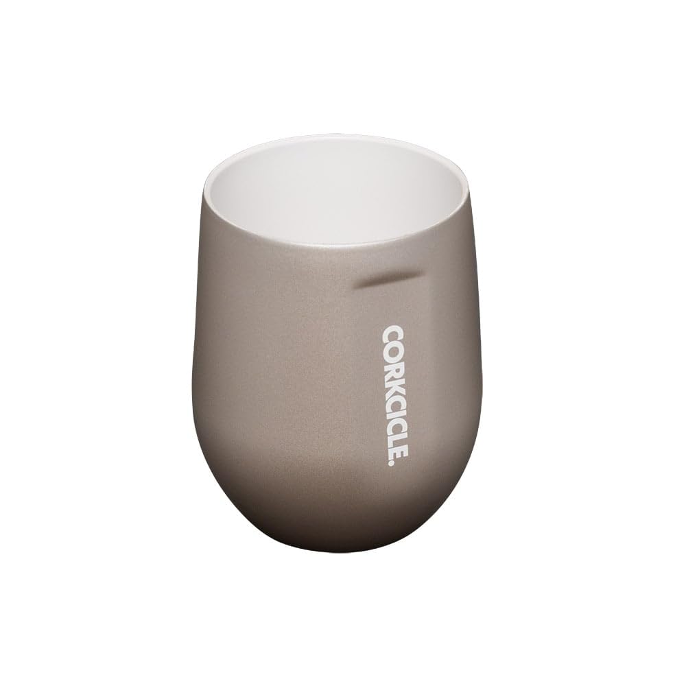 Corkcicle Pure Taste Stemless Insulated Wine Glass Tumbler - Keeps Beverages Cold 6 Hours & Hot 3 Hours - Stainless Steel - Easy-Grip - Summer Drinkware Gift - 12 oz - Latte/Oat Milk Image
