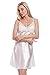 BellisMira Women’s Satin Lace Full Slip Chemise Silk Nightgown Sleepwear Ivory White, M