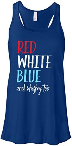 21 THREADS 4th of July Red White Blue Whiskey Holiday Women's Tank Top